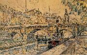 Paul Signac Bridge tug oil painting reproduction